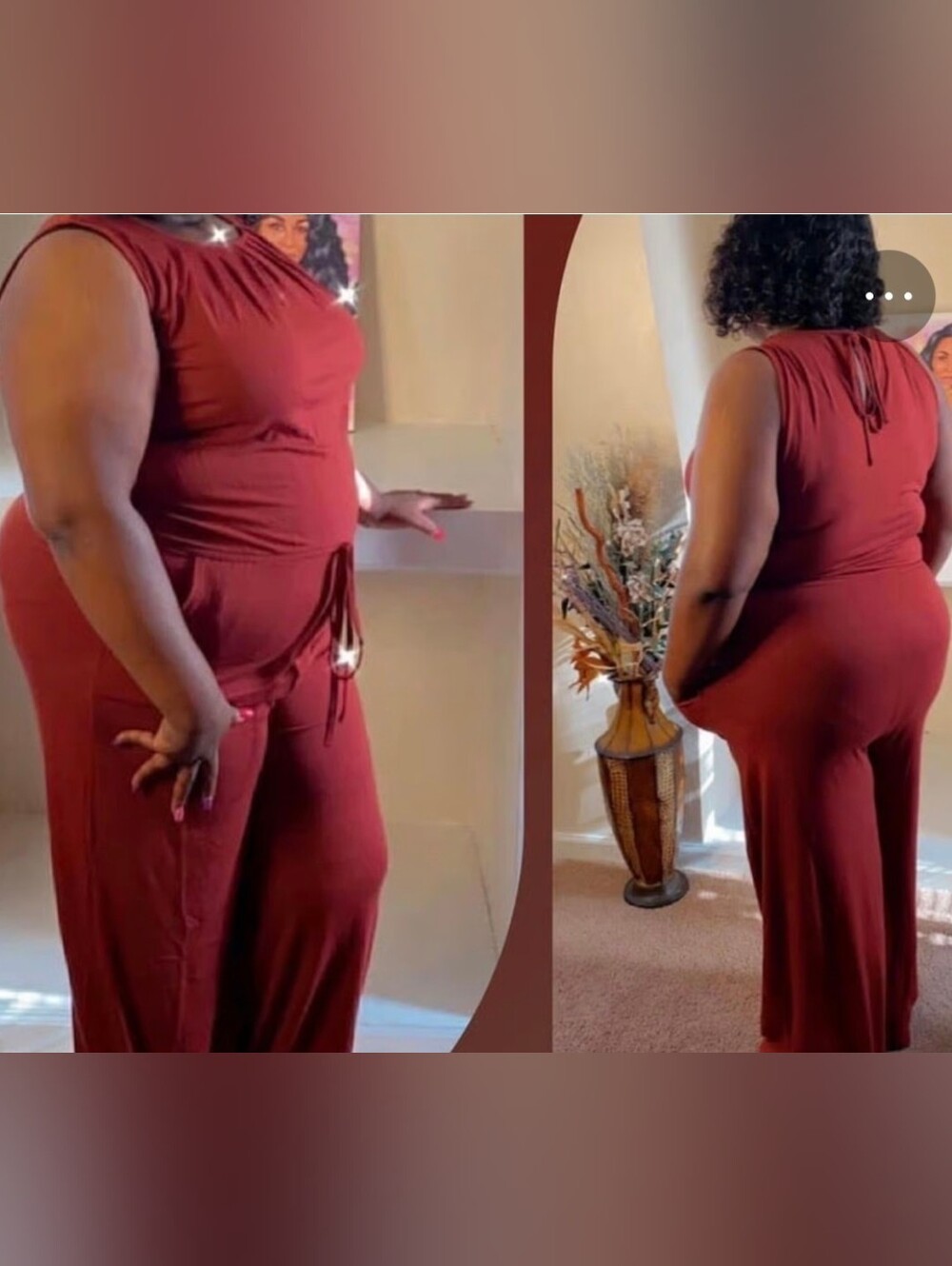 4x Sleeveless Wide-Leg Jumpsuit in Rust